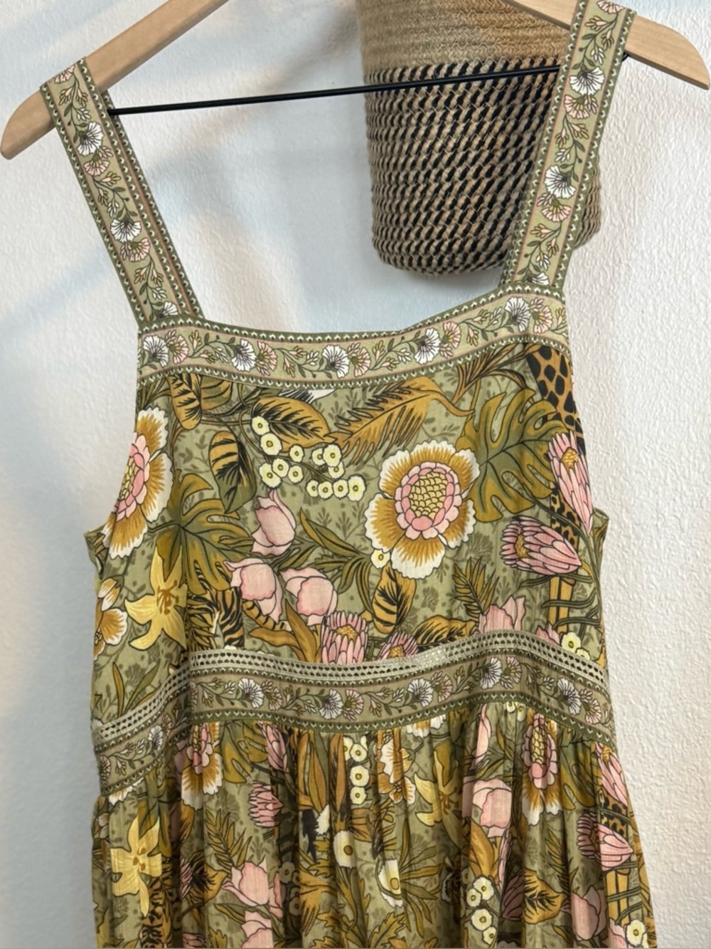 Spell Jungle Midi Sundress Size Medium Khaki - Picture 12 of 15